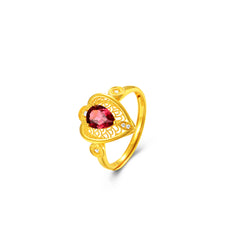 18K Yellow Gold Garnet Zircon Ring "Attracting Wealth and Good Fortune" Series – C2504056596