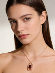 18K Rose Gold Garnet Pendant Necklace