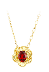 "Plum Bossom" Collection 18K Yellow Gold Garnet Pendant Necklace