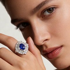 18K White Gold Sapphire Diamond Ring