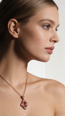 18K Rose Gold Ruby Diamond Pendant Necklace