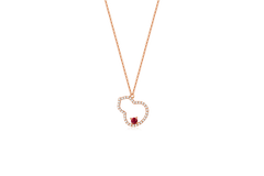 18K Red Gold Ruby and Diamond Necklace | You Are in My Heart
