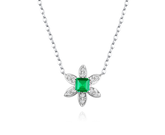 18K White Gold Emerald Diamond Pendant Necklace Romantic Early Summer Series