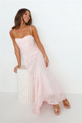 Soft pink beach-style floor-length dress
