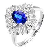 18K White Gold Sapphire Diamond Ring