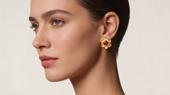 18K Yellow Gold Garnet Earrings