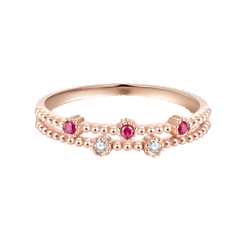18K Rose Gold Ruby and Diamond Ring - A Lifetime of Companionship