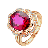 18K Rose Gold Red Tourmaline Diamond Ring