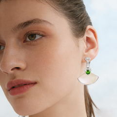 PT950 Platinum Diopside Earrings