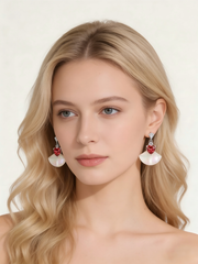 PT950 Platinum Garnet Zircon Earrings