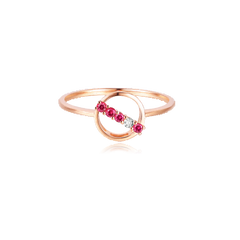 Ruby-set 18K rose gold "Beloved" ring