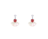 PT950 Platinum Garnet Zircon Earrings