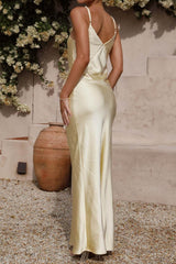 Party centerpiece: Backless, form-fitting, mermaid-style long evening dress