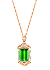 18K Rose Gold Tourmaline Diamond Pendant Necklace