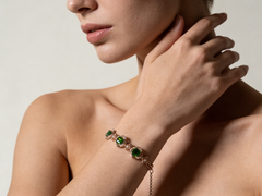 18K Rose Gold Green Tourmaline Diamond Bracelet