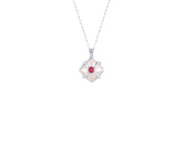 PT950 Platinum Ruby Zircon Pendant Necklace
