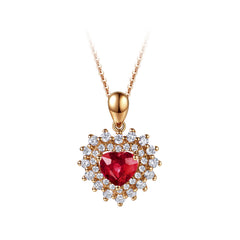 18K Rose Gold Ruby Diamond Pendant Necklace