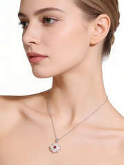 PT950 Platinum Ruby Zircon Pendant Necklace