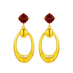 Wheel of Love 18K Yellow Garnet Earrings