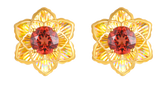 18K Yellow Gold Garnet Earrings