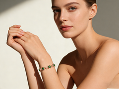 18K Rose Gold Green Tourmaline Diamond Bracelet