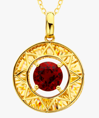 18K Yellow Gold Garnet Pendant Necklace