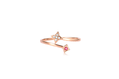 18K Red Gold Ruby and Diamond Women's Ring | The Intersection of Love