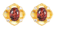 18K Yellow Gold Garnet Zircon Earrings