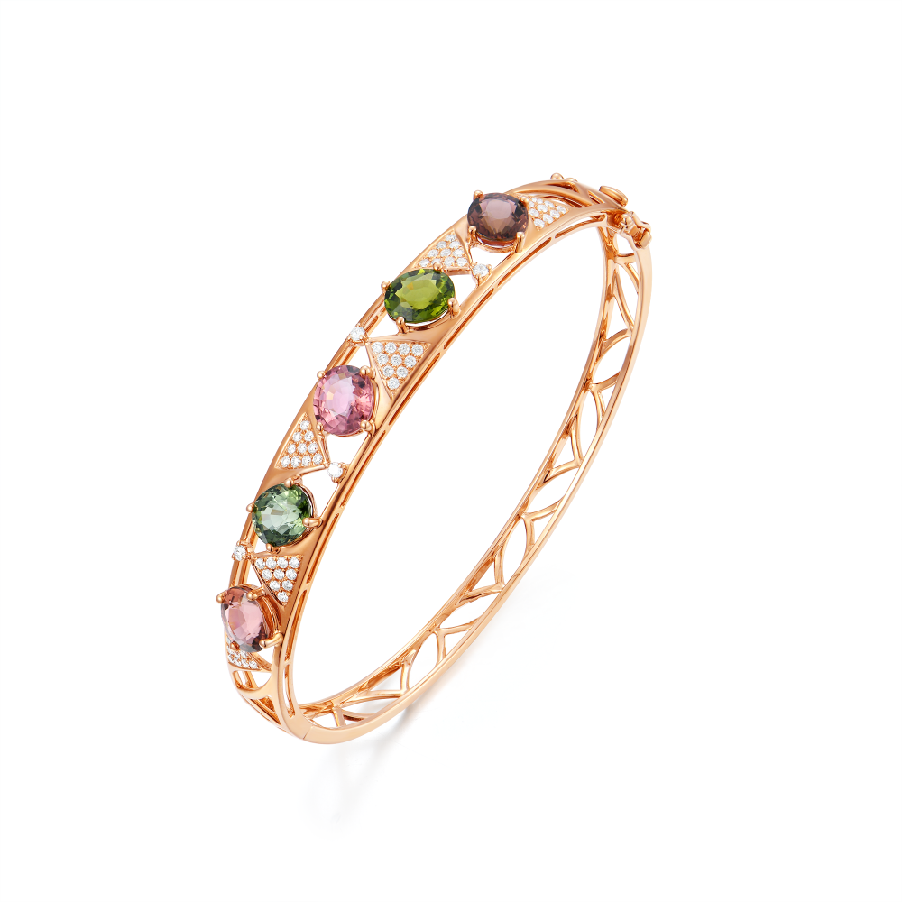 18K Rose Gold Tourmaline Diamond Bracelet