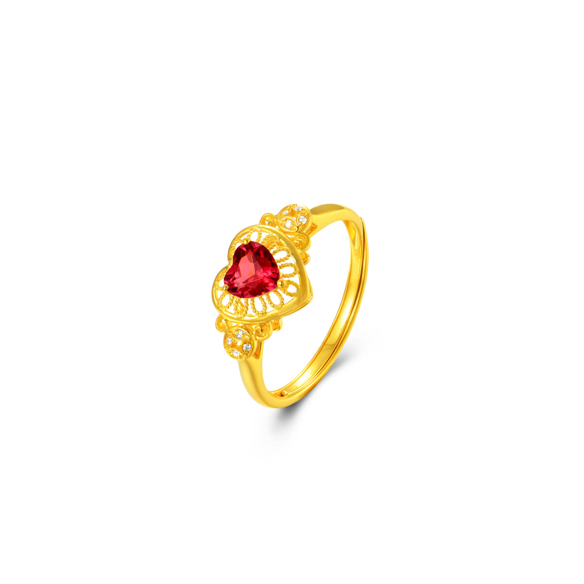 18K Yellow Gold Garnet Zircon Ring "Attracting Wealth and Good Fortune" Series – S-DAA20866