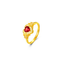 18K Yellow Gold Garnet Zircon Ring "Attracting Wealth and Good Fortune" Series – S-DAA20866