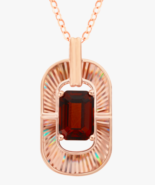 18K Rose Gold Garnet Pendant Necklace