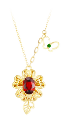 "Plum Bossom" Collection 18K Yellow Gold Garnet Pendant Necklace