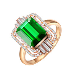 18K Rose Gold Tourmaline Diamond Ring