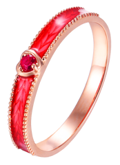 18K Rose Gold Couple Rings | Ruby and Enamel Design