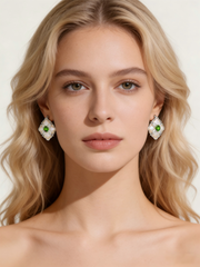PT950 Platinum Diopside Earrings