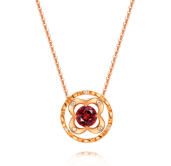 Looking forward to accompanying you in the future: 18K Rose Gold Garnet Necklace Set