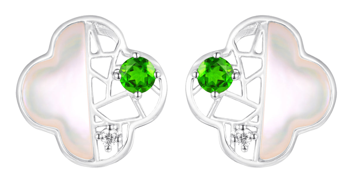 PT950 Platinum Diopside Earrings