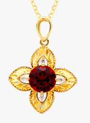 18K Yellow Gold Garnet Pendant Necklace