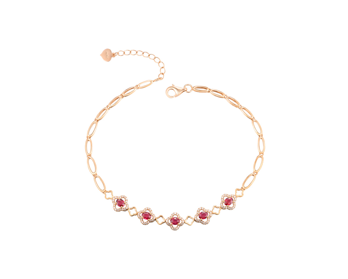 18K Rose Gold Ruby Diamond Bracelet