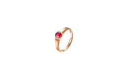 18K Rose Gold Ruby Diamond Couple Rings "Love at First Sight" Series-S-DAA34838