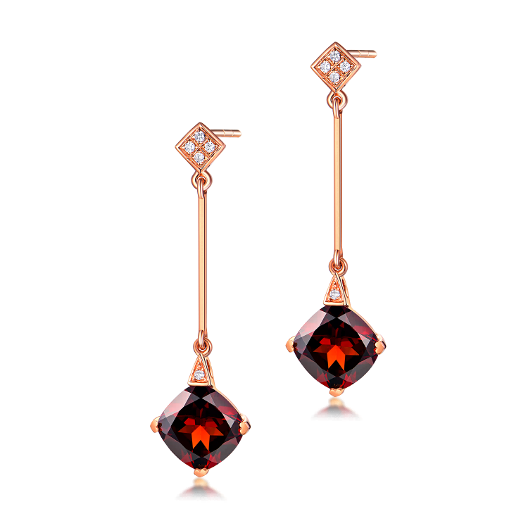 Genuine Love 18K Red Garnet Earrings