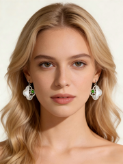 PT950 Platinum Diopside Earrings