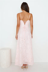Soft pink beach-style floor-length dress
