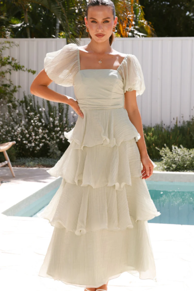 Mesh-paneled cotton-feel long evening dress