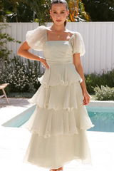 Mesh-paneled cotton-feel long evening dress