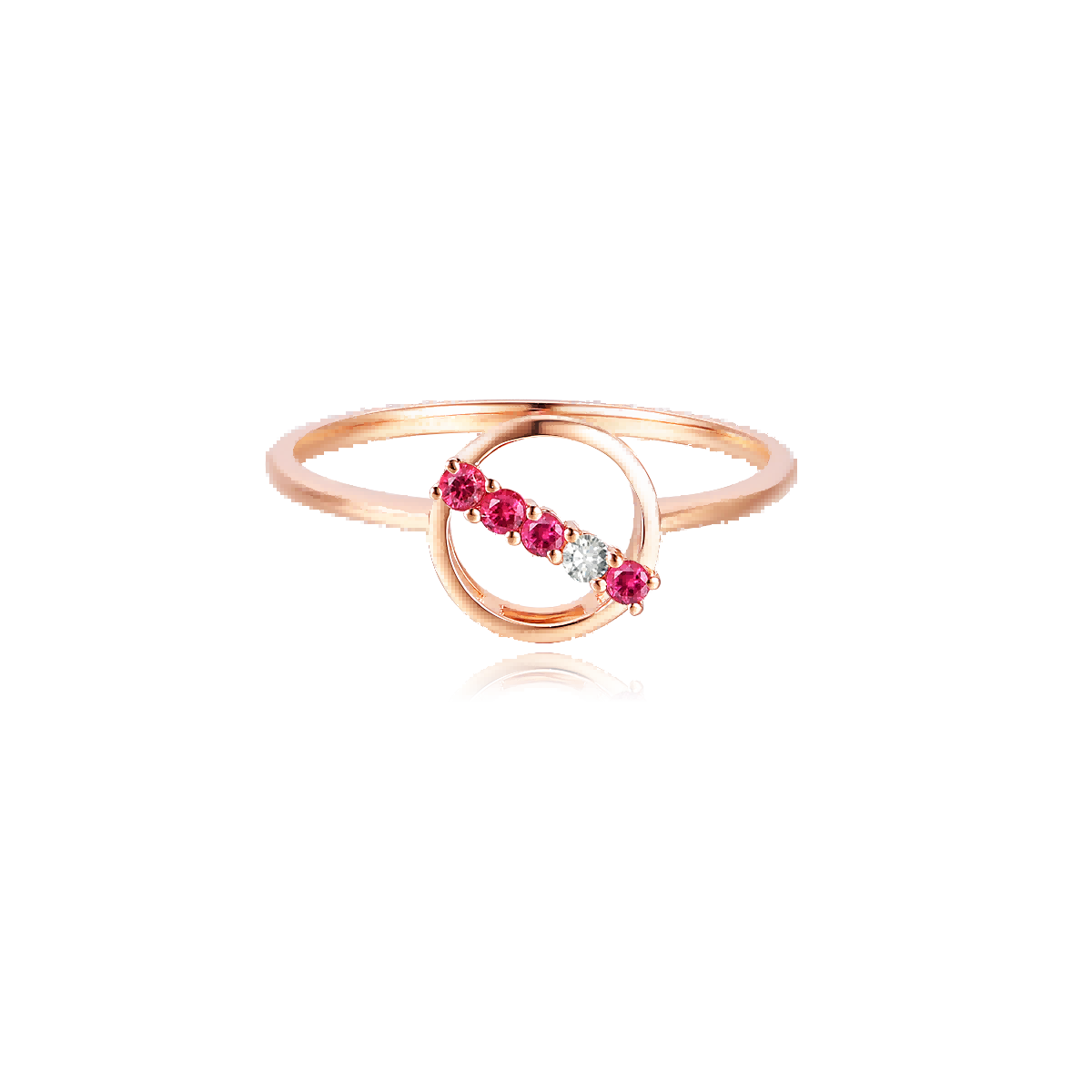 Ruby-set 18K rose gold "Beloved" ring
