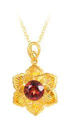 18K Yellow Gold Garnet Pendant Necklace