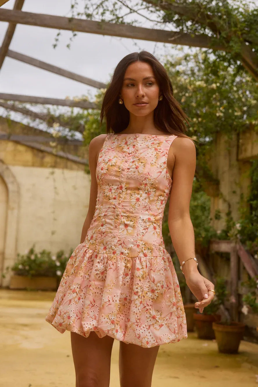 Heavenly Drift Pink Floral Dress: A refreshing, sweet, and vibrant style