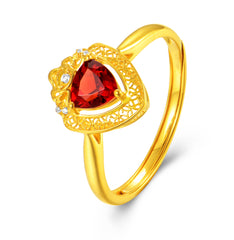 18K Yellow Gold Garnet Zircon Ring "Attracting Wealth and Good Fortune" Series – C2303030440